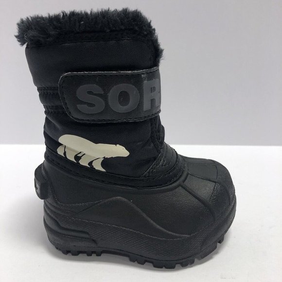 Sorel Toddlers’ Snow Commander Black Winter Boots, Boys’ Size 4